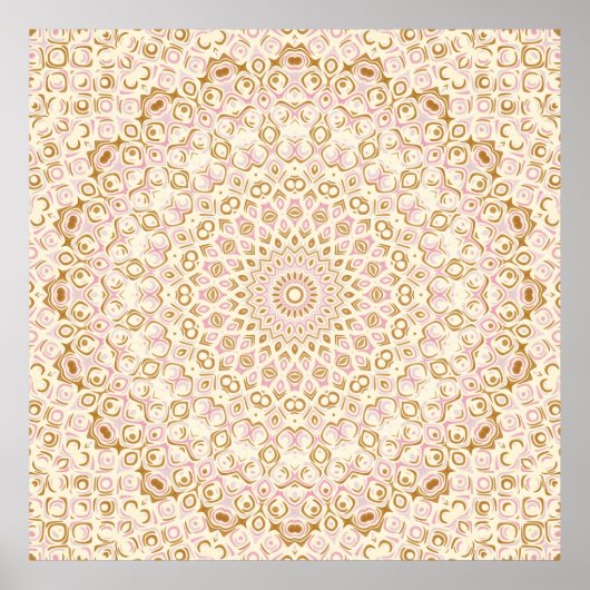 Warm Gouden Roze Mandala Patroon Poster (Voorkant)