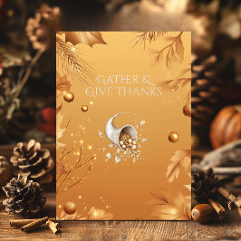 Warm Gouden Thanksgiving met Hoorn des Overvloeds  Kaart