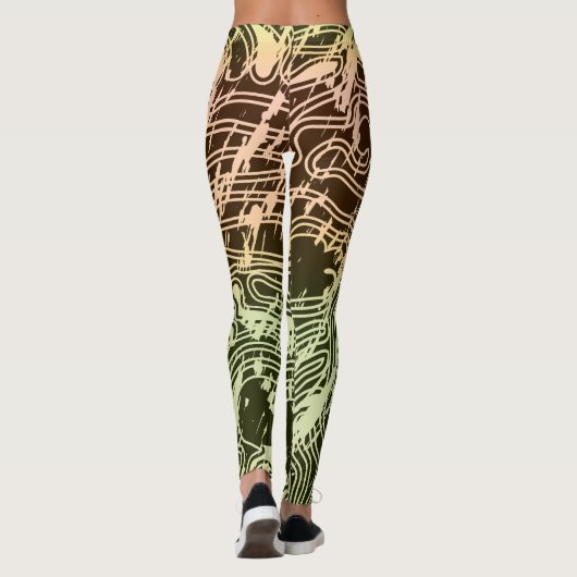Warm Gradient Topographic Contour Map Leggings (Achterkant)