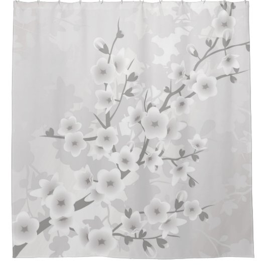 Warm Gray Cherry Blossoms Classic Douchegordijn (Voorkant)