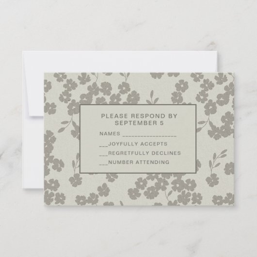 Warm Gray Formal Floral RSVP Card Elegant Modern (Voorkant)
