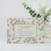 Warm Gray Formal Floral RSVP Card Elegant Modern (Staand voorkant)