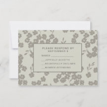 Warm Gray Formal Floral RSVP Card Elegant Modern