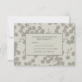 Warm Gray Formal Floral RSVP Card Elegant Modern Kaartje