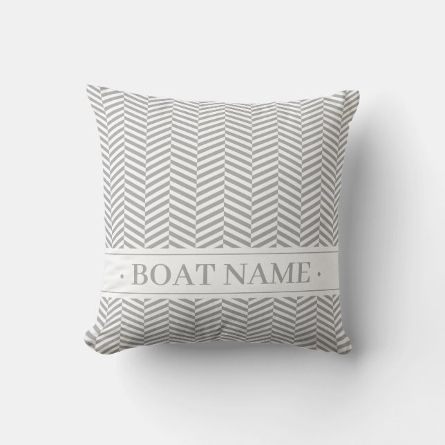 Warm Gray Herringbone Pattern. Elegant Boat Buitenkussen (Voorkant)