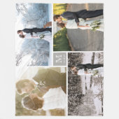 Warm Gray Modern Monogram 4 Foto Collage Weddensch Fleece Deken (Voorkant)