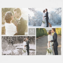 Warm Gray Modern Monogram 4 Foto Collage Weddensch