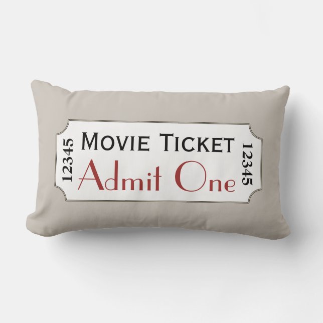 Warm Gray Movie Ticket Cinema Pillow Kussen (Voorkant)