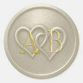 Warm Gray Two Hearts Intertwined Wedding Ronde Sticker (Voorkant)