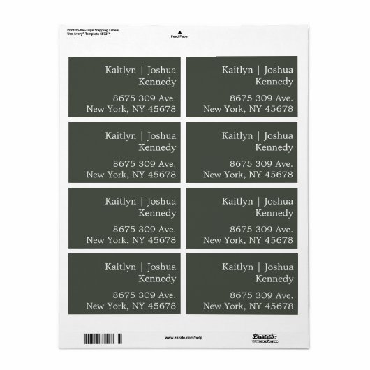 Warm Green Elegant Style Geometric Wedding Etiket (Full Sheet)