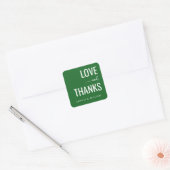 Warm Green Gratitude Message Vierkante Sticker (Envelop)