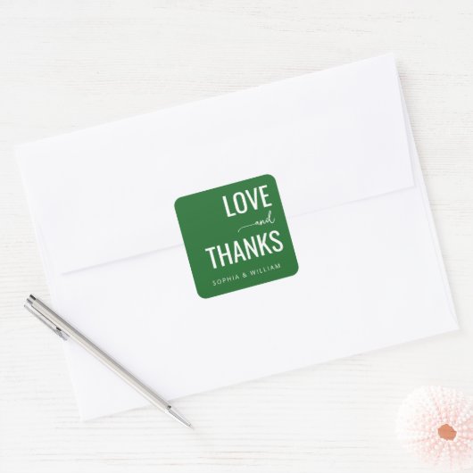 Warm Green Gratitude Message Vierkante Sticker (Envelop)