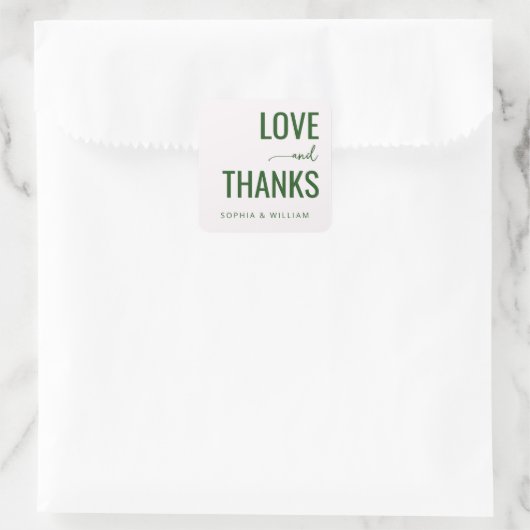 Warm Green Minimalist Wedding Stickers (Tas)
