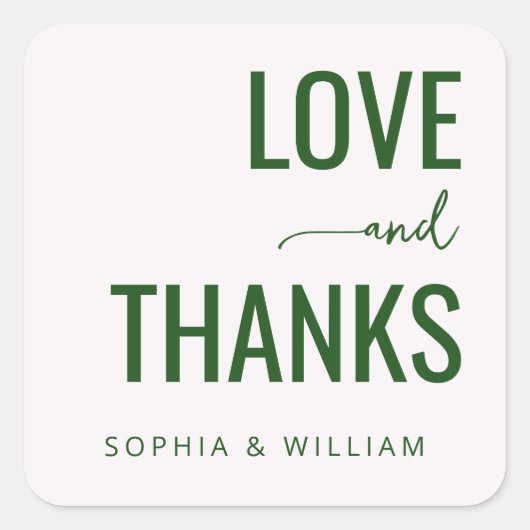 Warm Green Minimalist Wedding Stickers (Voorkant)