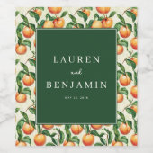 Warm Green Peach Illustration Wijn Etiket (Enkel label)