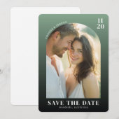 Warm Green Romantic Photo Save The Date (Voorkant / Achterkant)
