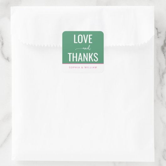 Warm Green Typographic Greeting Vierkante Sticker (Tas)