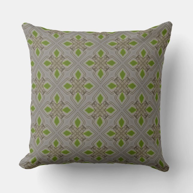 Warm grijs Cross Leaf of Green Accent Sierkussen (Voorkant)