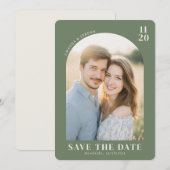Warm Groen Hedendaags Foto Save The Date (Voorkant / Achterkant)