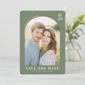 Warm Groen Hedendaags Foto Save The Date (Staand voorkant)