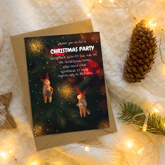 Warm Hand-Painted Reindeer Ornament Christmas  Kaart