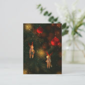 Warm handgeschilderde rendierornament Kerstmis Briefkaart (Staand voorkant)