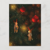 Warm handgeschilderde rendierornament Kerstmis Briefkaart (Voorkant)