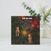 Warm handgeschilderde rendierornament Kerstmis Save The Date (Staand voorkant)