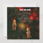 Warm handgeschilderde rendierornament Kerstmis Save The Date (Voorkant)