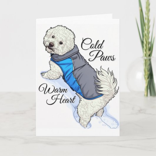 Warm Hart Sneeuw Bichon Kaart (Voorkant)