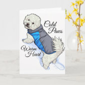 Warm Hart Sneeuw Bichon Kaart (Gele Bloem)