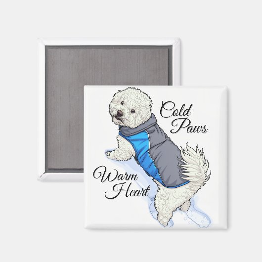 Warm Hart Sneeuw Bichon Magneet (Voorkant / Achterkant)