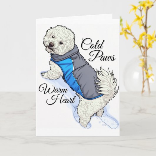 Warm Heart Snow Bichon Kaart (Gele Bloem)