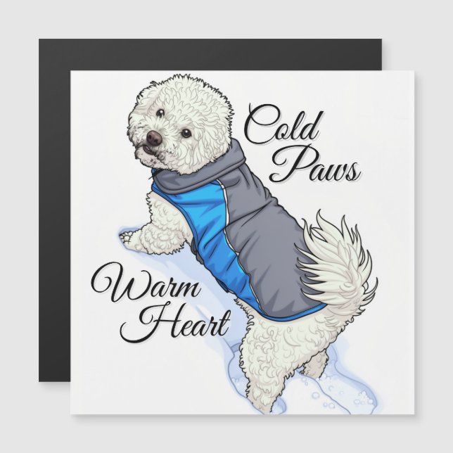 Warm Heart Snow Bichon Magnetic Card (Voorkant / Achterkant)