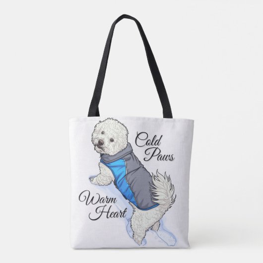 Warm Heart Snow Bichon Tote Bag (Achterkant)