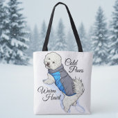 Warm Heart Snow Bichon Tote Bag