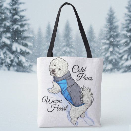 Warm Heart Snow Bichon Tote Bag