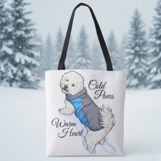 Warm Heart Snow Bichon Tote Tote Bag