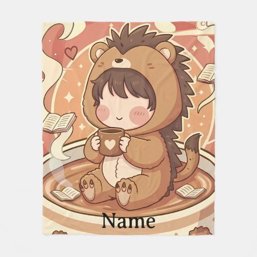 Warm Hedgehog Brew Cozy Fleece Blanket Deken (Voorkant)