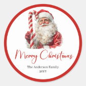 Warm hemdzakelijke Kerstman Kerstcadeau-etiket Ronde Sticker (Voorkant)