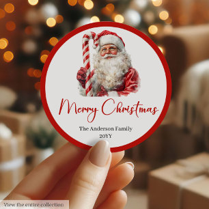 Warm hemdzakelijke Kerstman Kerstcadeau-etiket Ronde Sticker