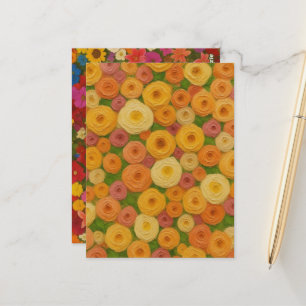 Warm Herfst Bloemige Naadloze Patroon Olie Schilde Briefkaart