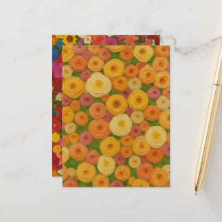 Warm Herfst Bloemige Naadloze Patroon Olie Schilde Briefkaart