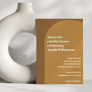 Warm Herfst Bruin Kleur Blokboog Vrijgezellenfeest Kaart