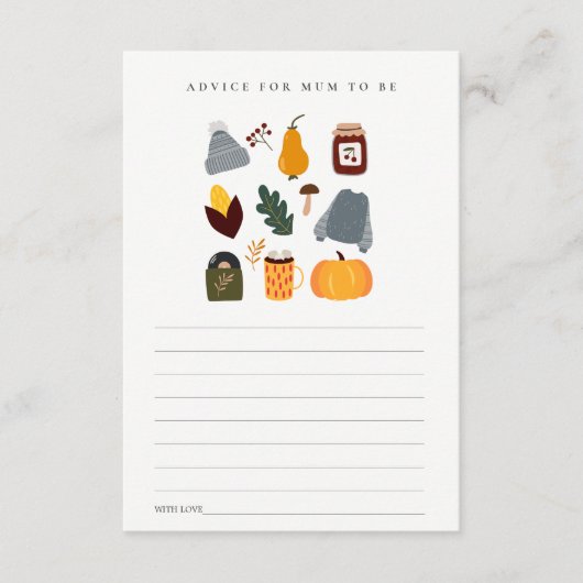 Warm herfst essentieel advies voor het Baby shower Informatiekaartje (Voorkant)