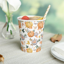 Warm Herfst Oogst Pompoen Thanksgiving Patroon Papieren Bekers