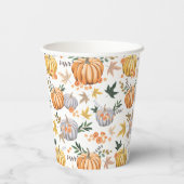 Warm Herfst Oogst Pompoen Thanksgiving Patroon Papieren Bekers (Achterkant)