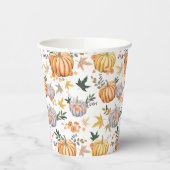 Warm Herfst Oogst Pompoen Thanksgiving Patroon Papieren Bekers (Links)