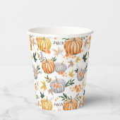 Warm Herfst Oogst Pompoen Thanksgiving Patroon Papieren Bekers (Rechts)