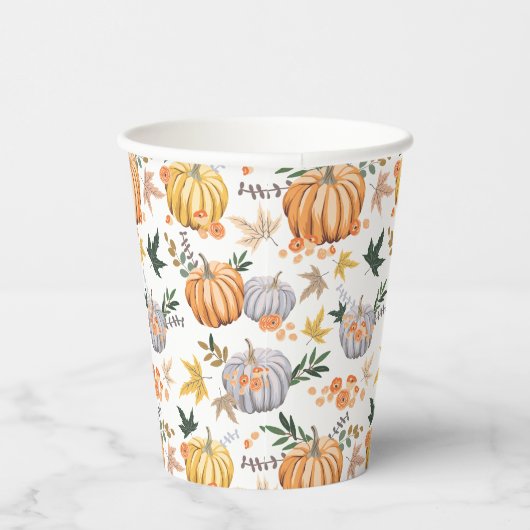 Warm Herfst Oogst Pompoen Thanksgiving Patroon Papieren Bekers (Rechts)